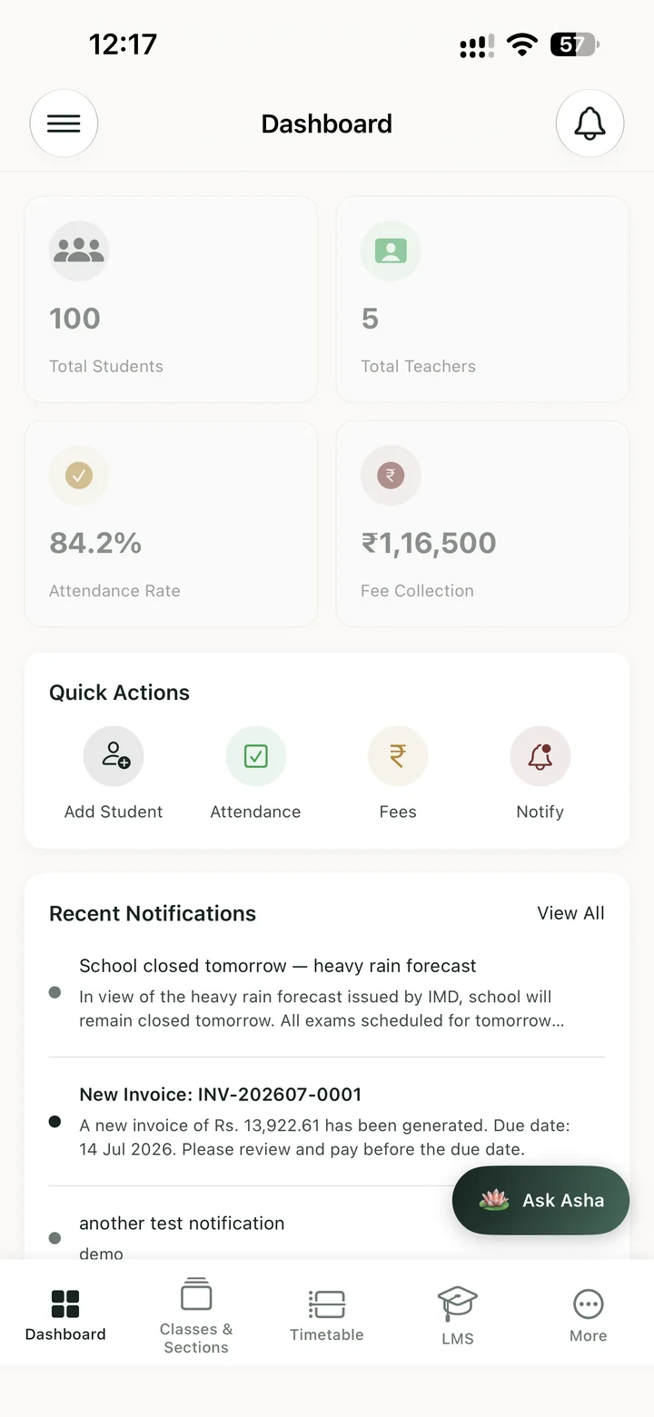 School-admin app, mobile
